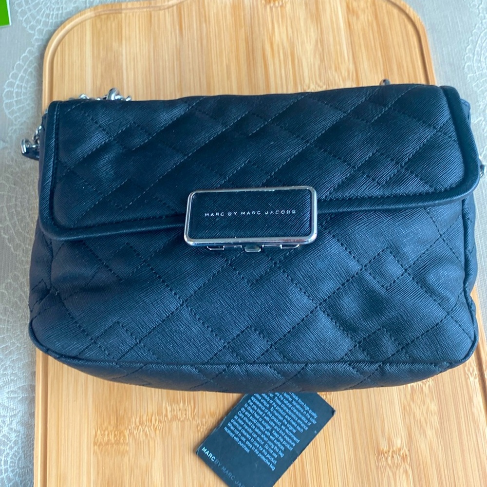 Marc By Marc Jacobs black quilted coated leather crossbody/shoulder bag